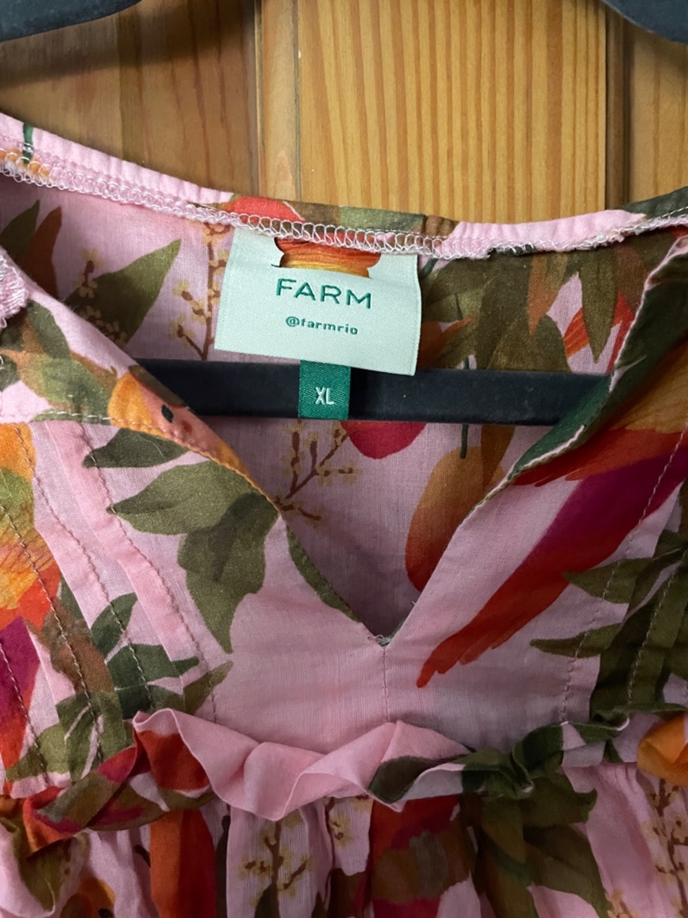 FARM Rio Pink Floral & Orange Fruit Print Peasant Blouse - Picture 2 of 3